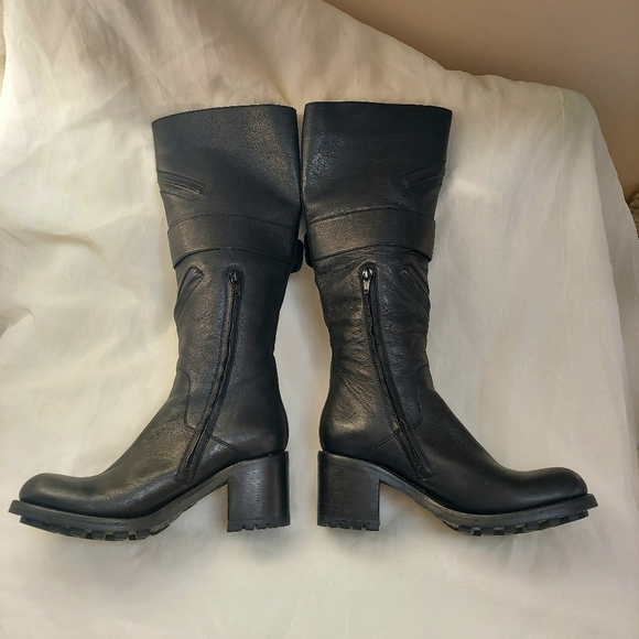 Sexy, Chic Free Lance Paris Black Leather Moto Motorcycle Boots 6.5 Portugal - Picture 8 of 16